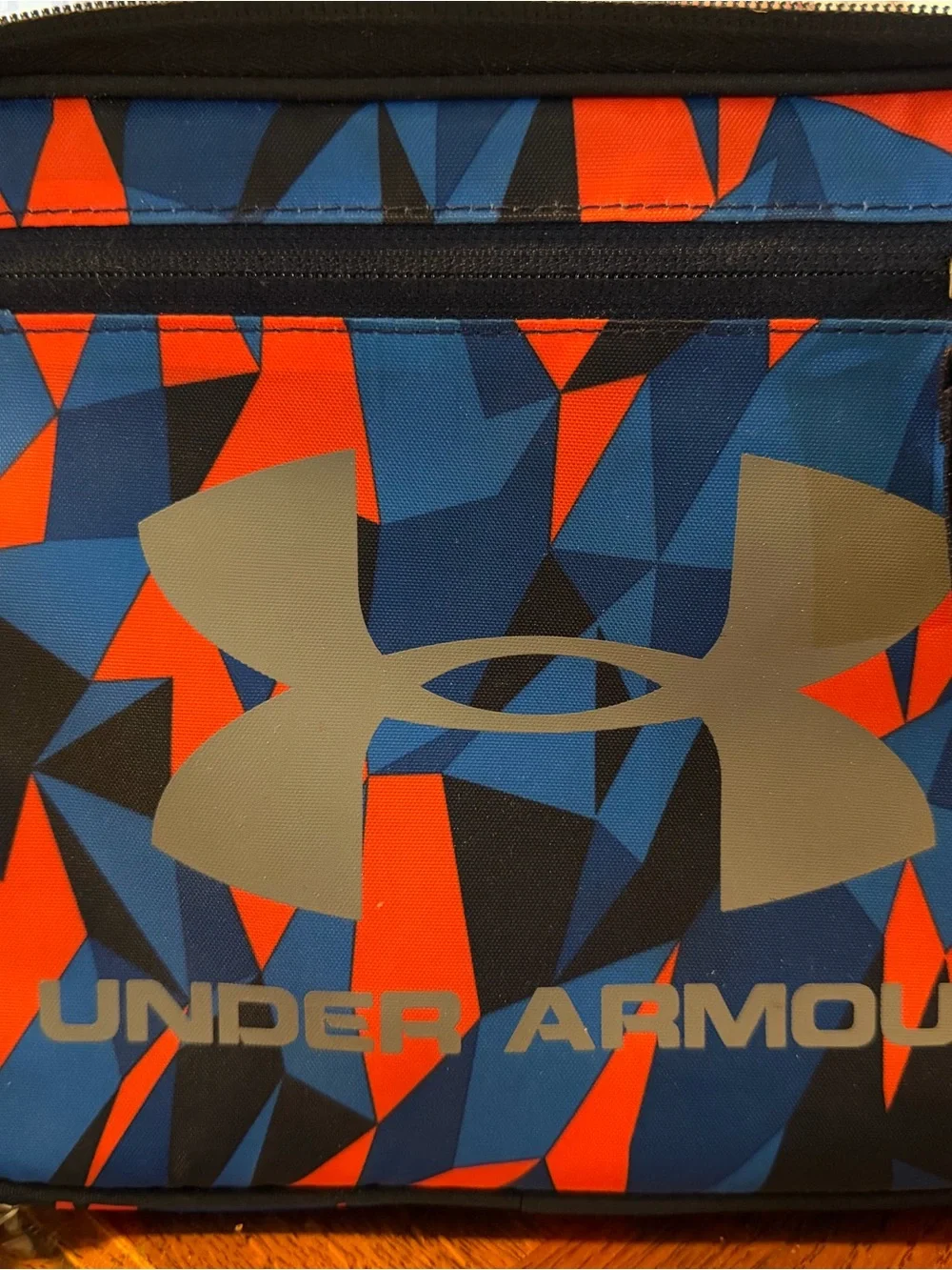 Under Armour Geometric Blue & Orange Duffel with Silver Logo
